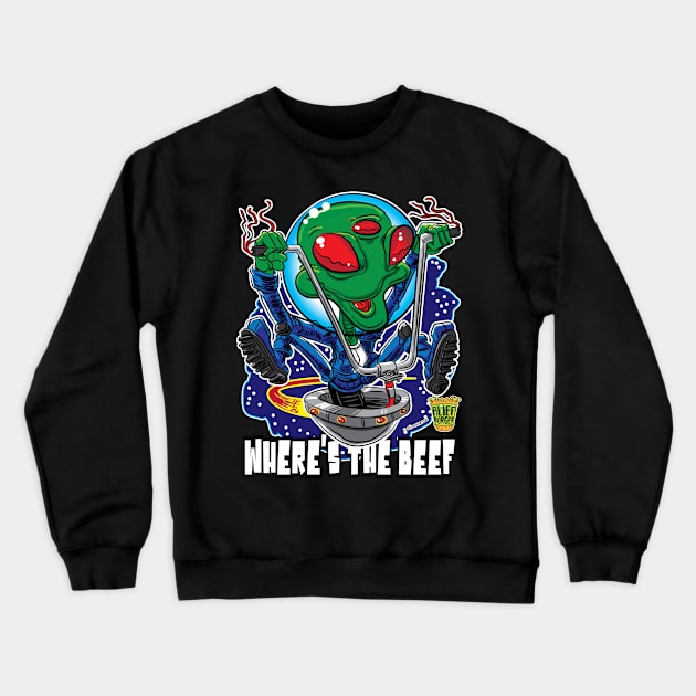 Where's the Beef Alien Burger UFO with handlebars Crewneck Sweatshirt by eShirtLabs